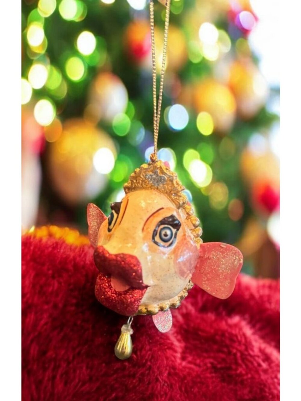Katherine’s Collection Fish Christmas Ornament Glitter Lips Crown Bead